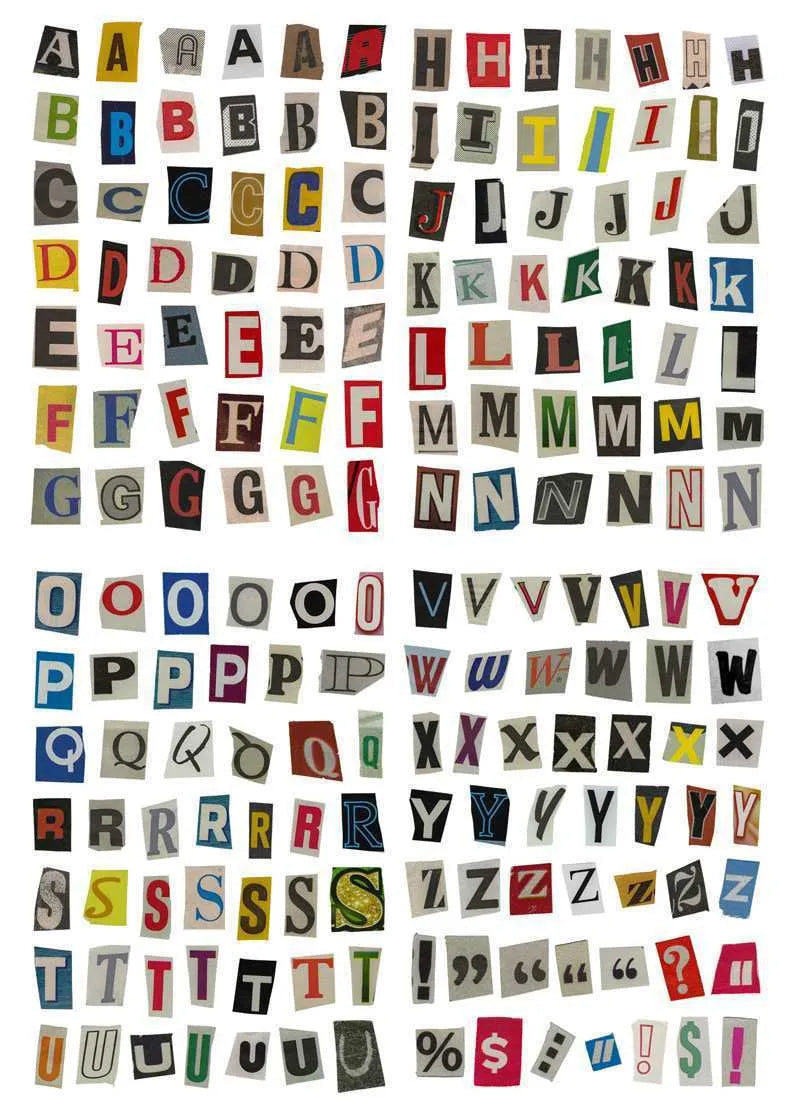 Set of cute printed English letter and weekly word stickers for labelling and crafts.