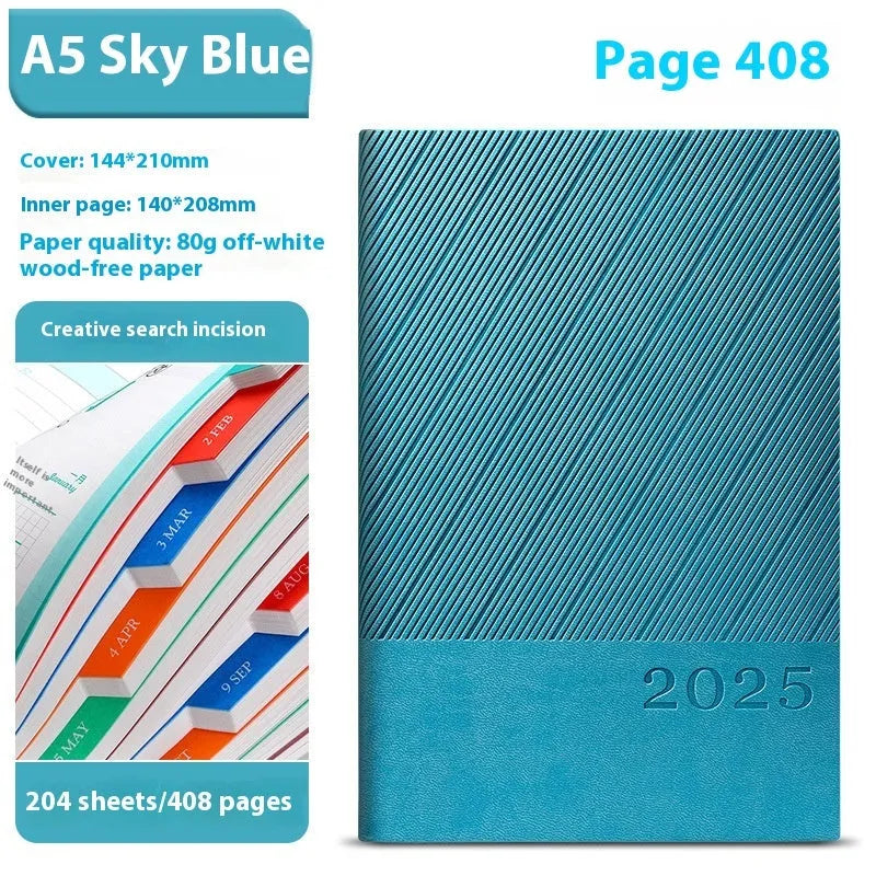 Office thick notepad with striped PU leather cover showing bean green colour option