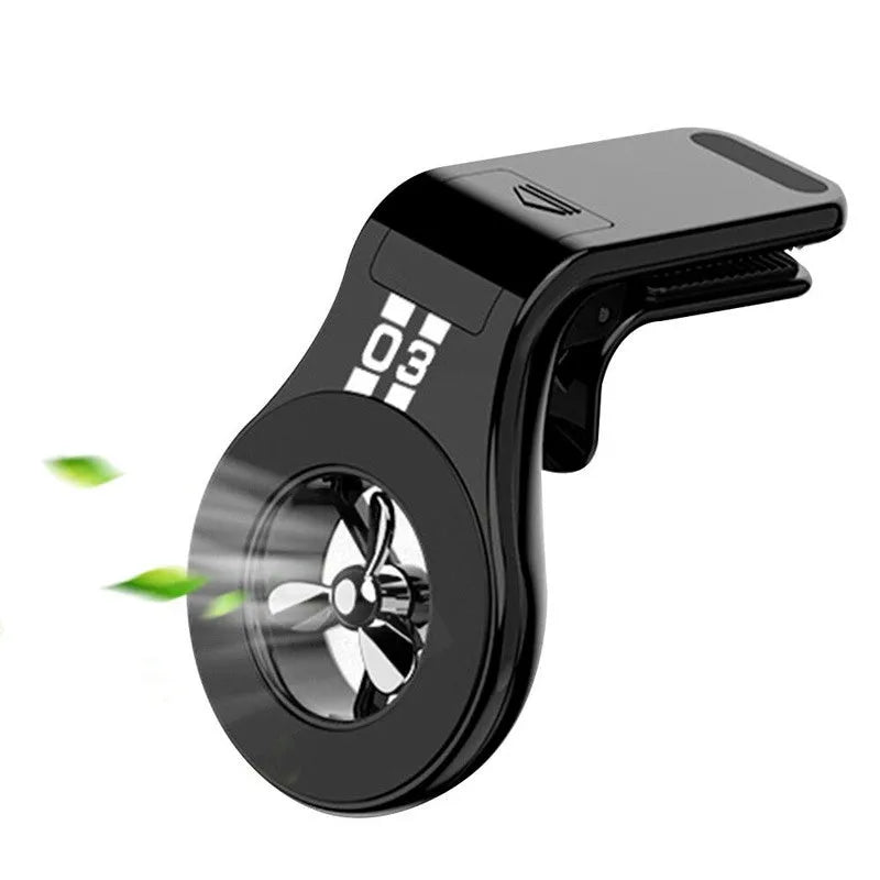 Magnetic car phone holder mounted on car air vent with smartphone attached