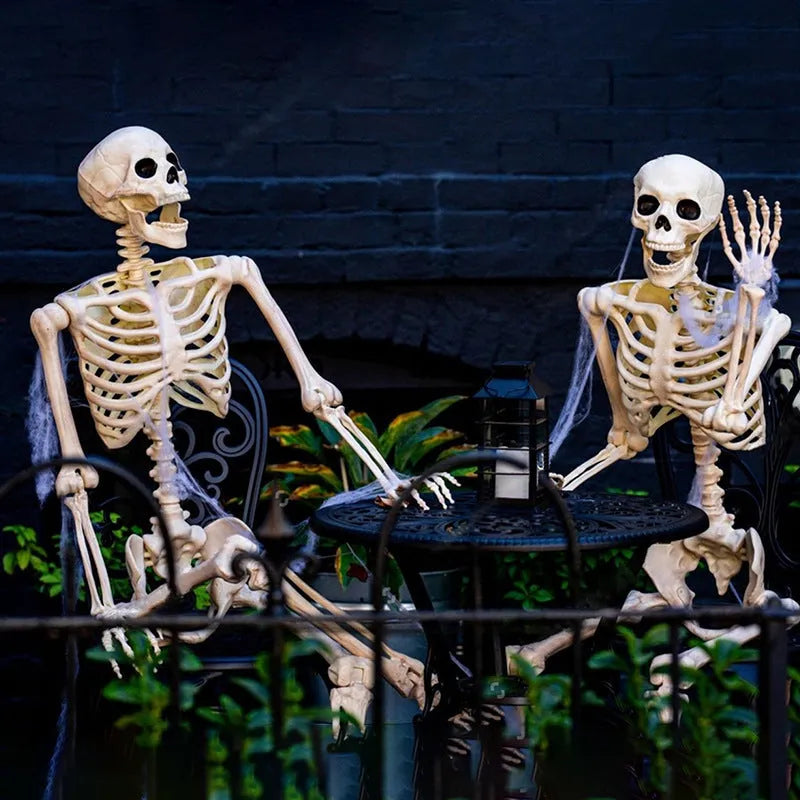 90cm tall plastic Halloween skeleton with movable joints for outdoor decoration