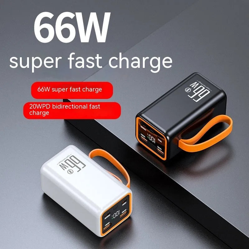 PD66W fast charge 20000mAh power bank in black or white plastic case