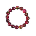 Women's watermelon crystal bracelet showing handcrafted beads in pastoral casual style