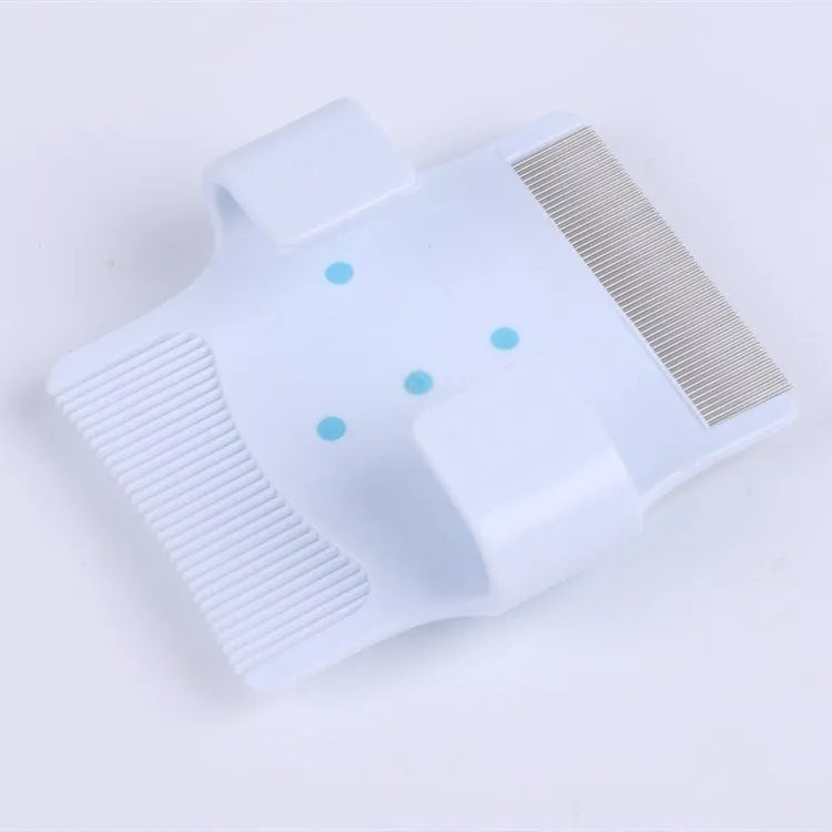 Blue and green multifunctional pet comb for dog grooming with hair removal, massage, and flea control features