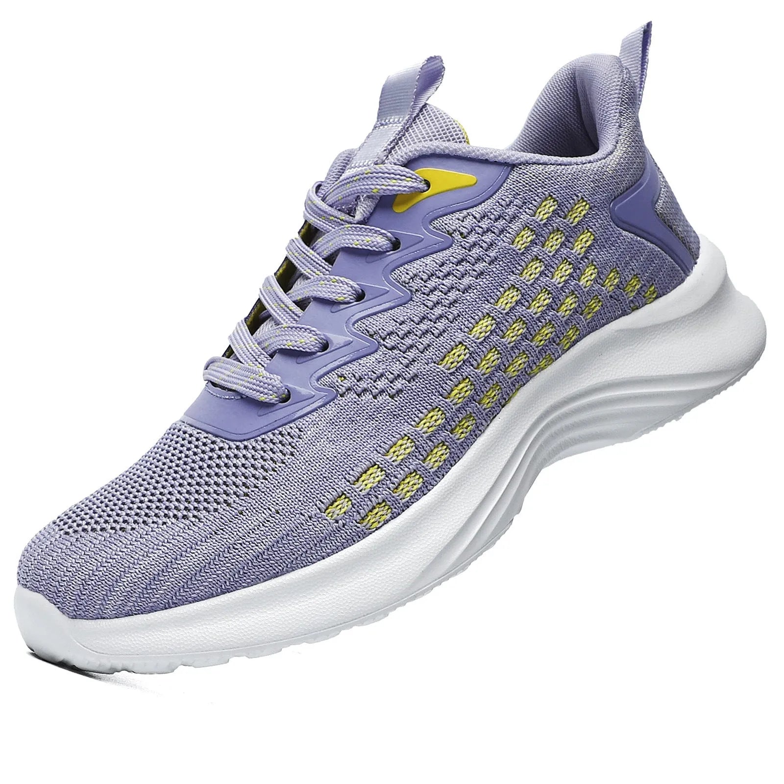 Women's lavender purple Flyknit running shoes with striped pattern and EVA sole