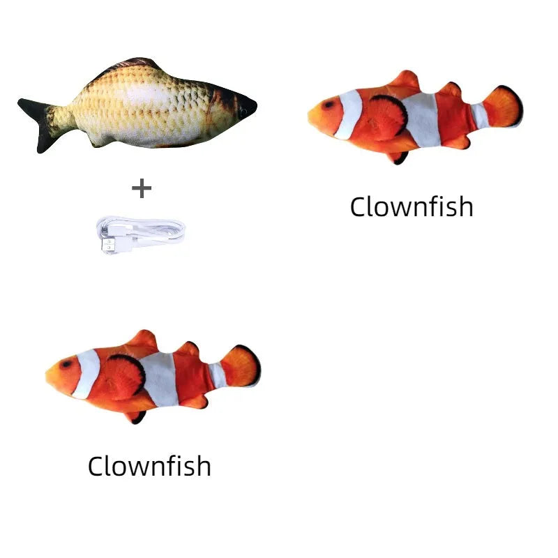 Electronic jumping fish simulation cat toy without catnip, 30cm multicolour design with USB charging