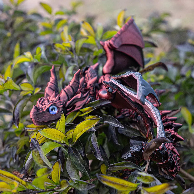 Red gold PLA plastic dragon wings decoration toy with 25cm wingspan for costume accessories