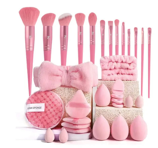 40-piece hydrophilic non-latex makeup sponge beauty tool set in brown pink purple colour options