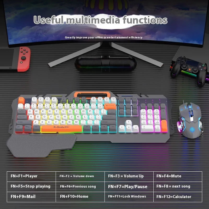 Blue wired gaming keyboard and mouse combo with backlit keys and 1.5 metre USB cable