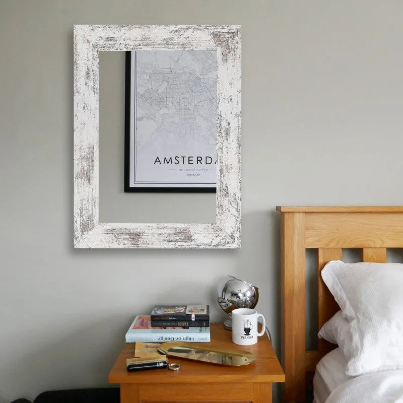 Wall-mounted pastoral style bathroom mirror with retro Chinese design