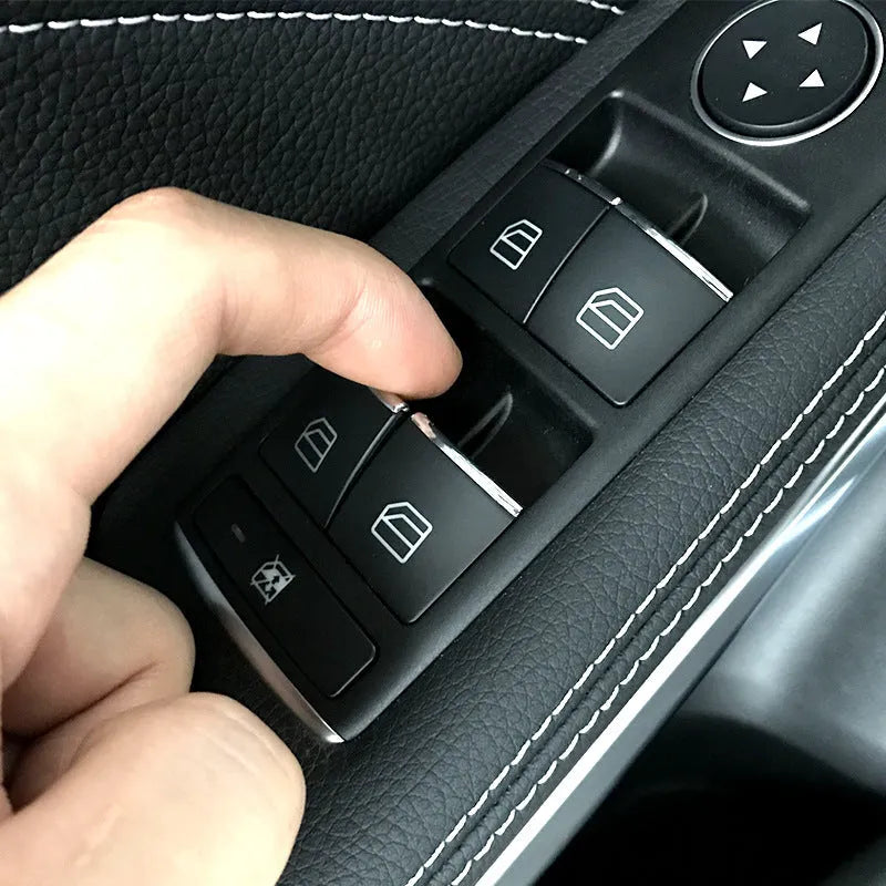Black glitter ABS plastic window lift button decorative sticker for car interior customisation