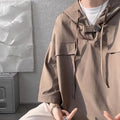 Men's hooded short sleeve t-shirt in loose fit summer style with polyester fabric