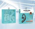 A single black or blue wireless in-ear Bluetooth headset with a microphone, shown on its own.