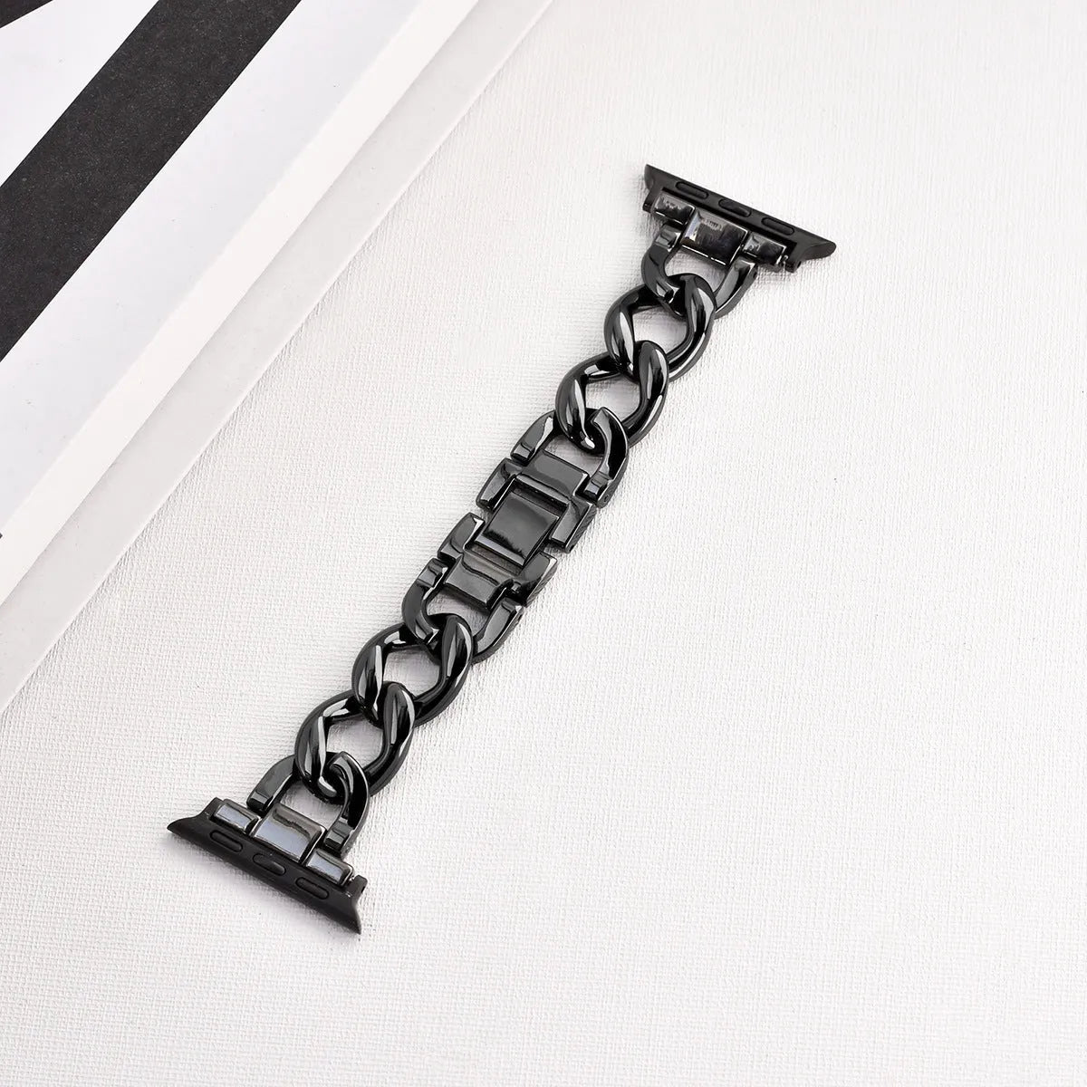 Denim pattern metal chain watch strap for Apple Watch in silver colour