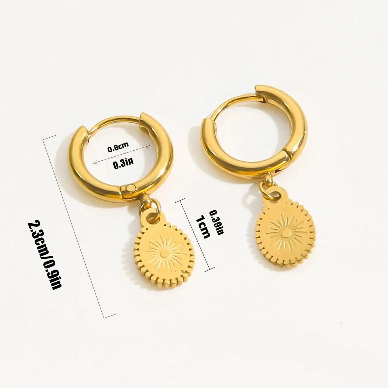 Stainless steel geometric earrings with ellipse design elements in colour XY-EH005