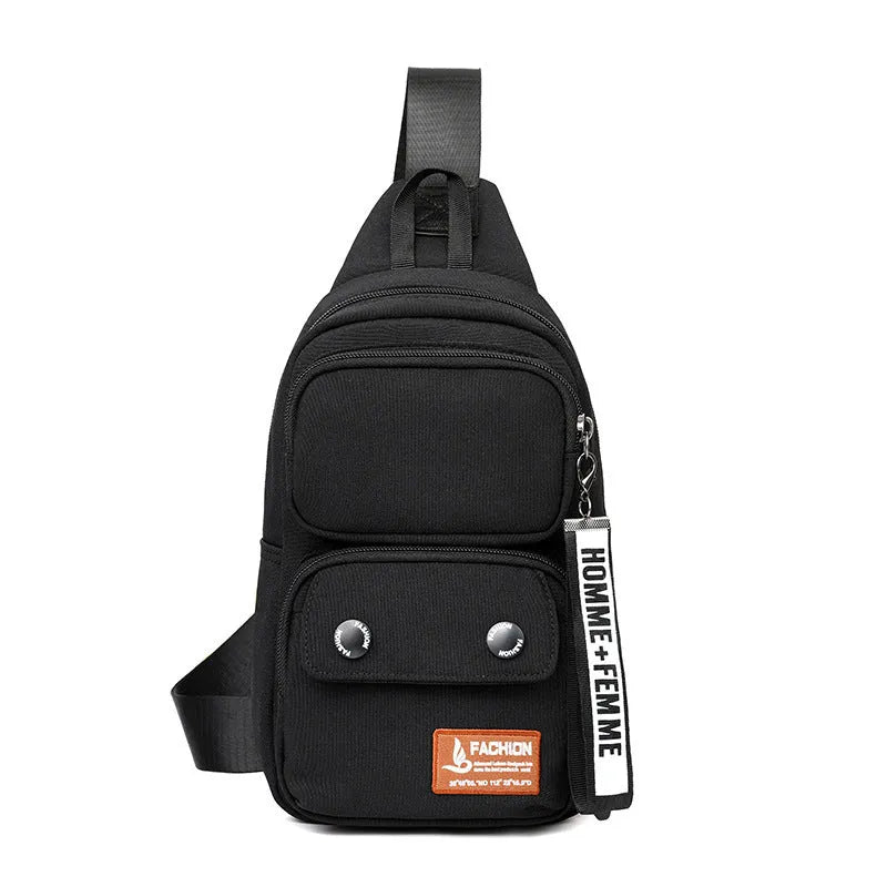 Outdoor leisure crossbody shoulder bag in nylon with multifunctional storage compartments