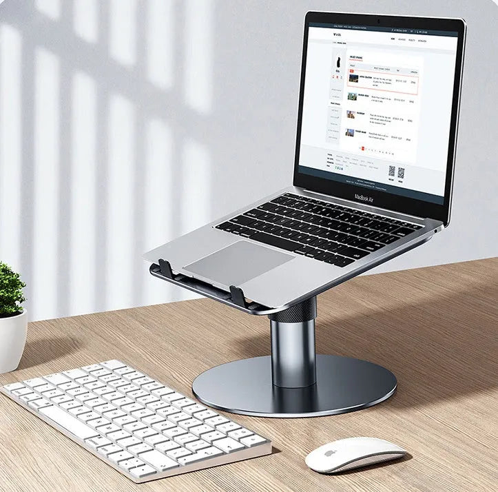 Silver aluminum alloy car back seat laptop stand with adjustable height and 360 degree rotation for devices up to 18 inches