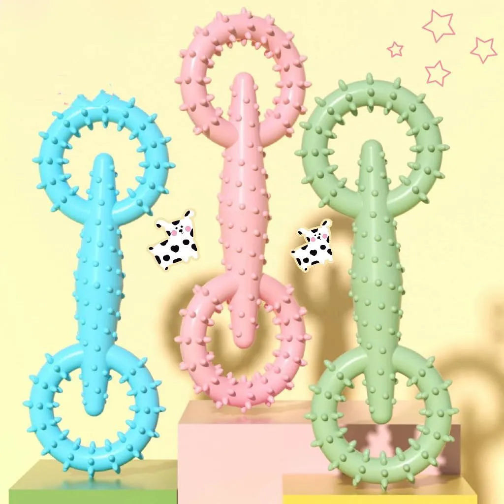 Blue TPR dog chew ring toy for puppies and dogs measuring 16cm