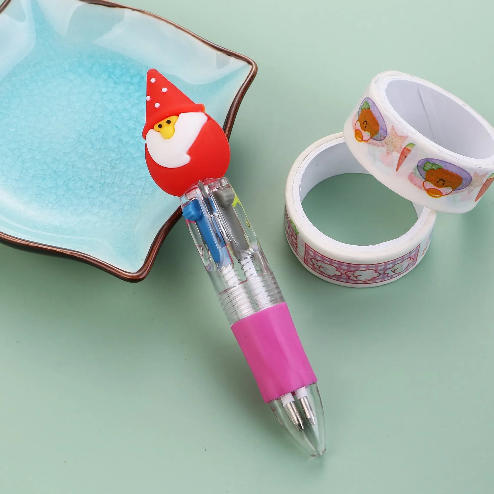 Christmas mini four-colour ballpoint pen with press mechanism and festive designs