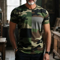 3D creative pattern short sleeve T-shirt with retro art design in loose fit