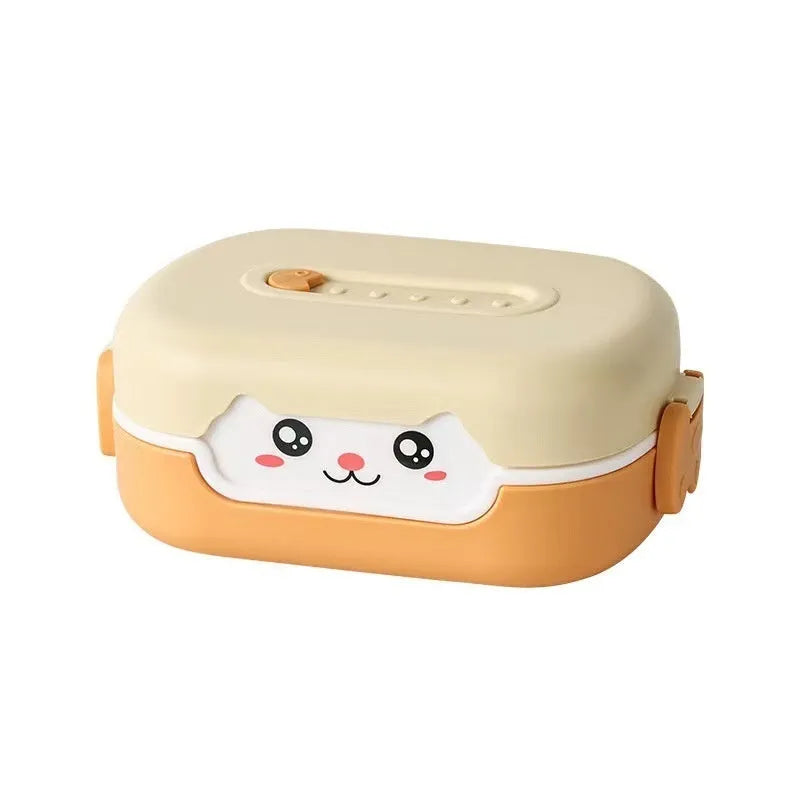 A square, solid-colour plastic divided lunch box, shown in dark blue, suitable for children and adults.