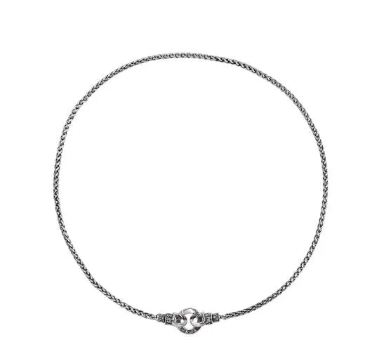 S925 sterling silver clavicle necklace with pendant on a model, showing 50cm, 55cm, and 60cm length options.