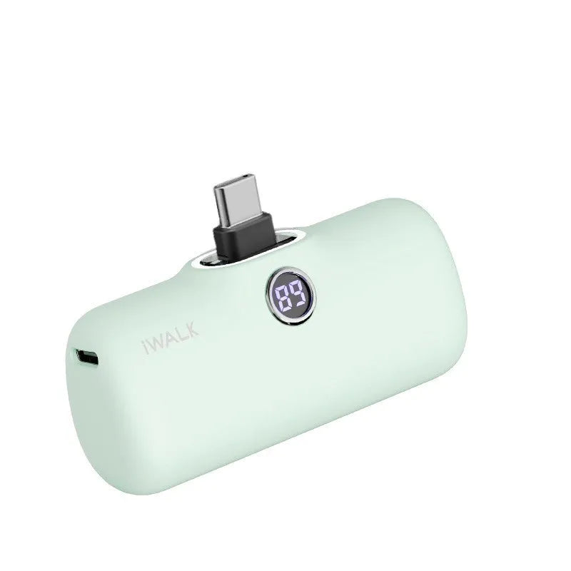 Mini lipstick portable power bank showing colour options and compact dimensions