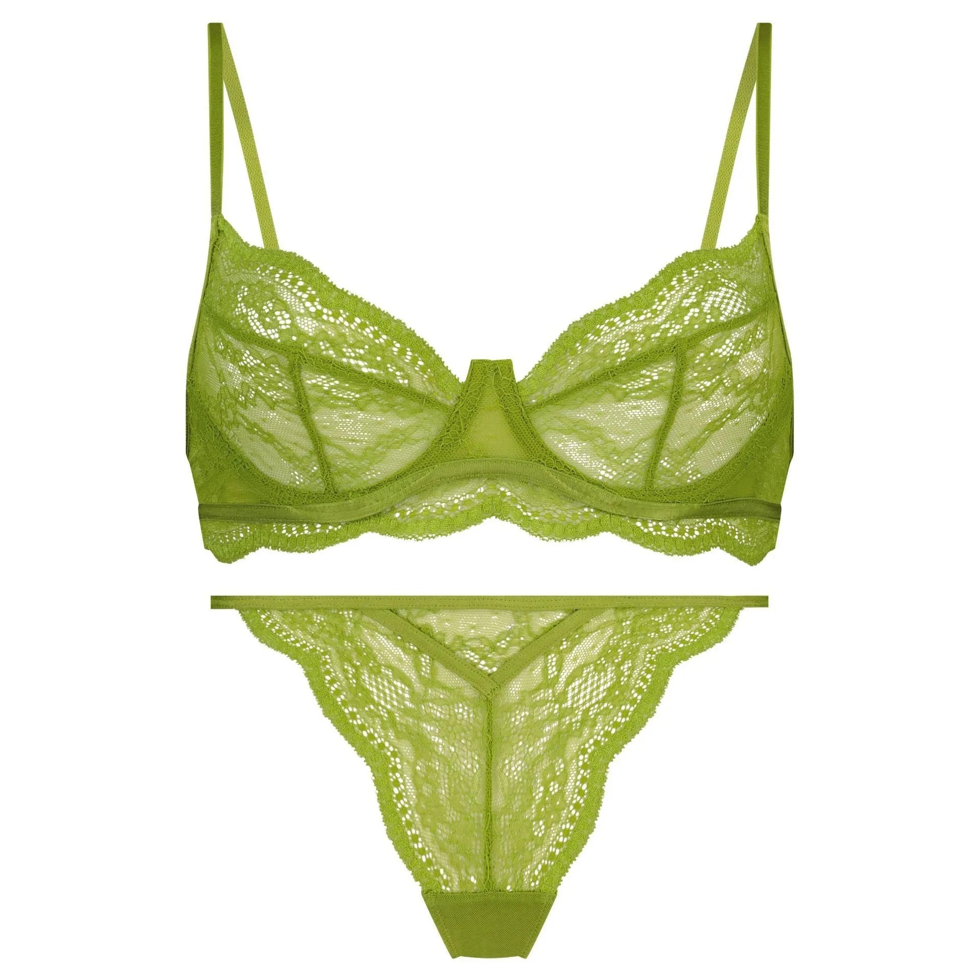 Women's French bikini set in nylon with fixed double-shoulder straps available in black red and green