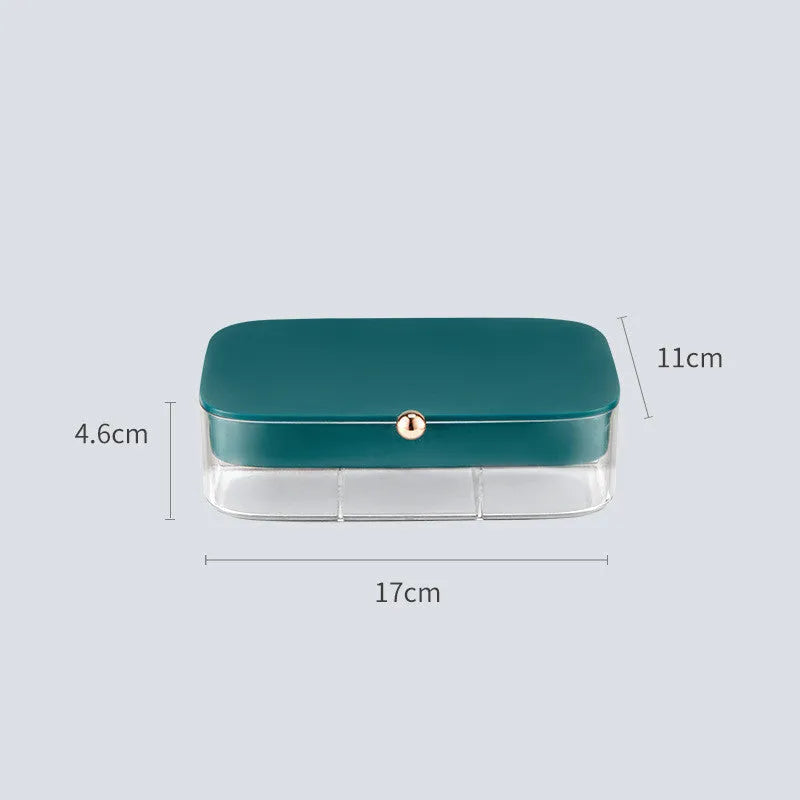 Modern minimalist jewellery storage box in green colour with multiple compartments