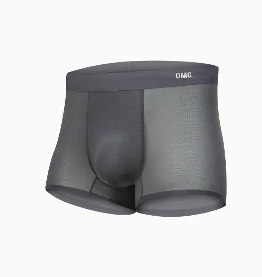 Men's lightweight seamless antibacterial sports underwear shown in black, blue, green, and silver colour options.