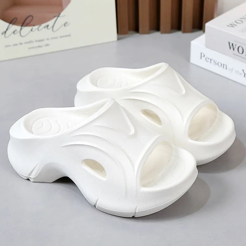 Super thick-soled EVA slippers for women in white black rose red colours