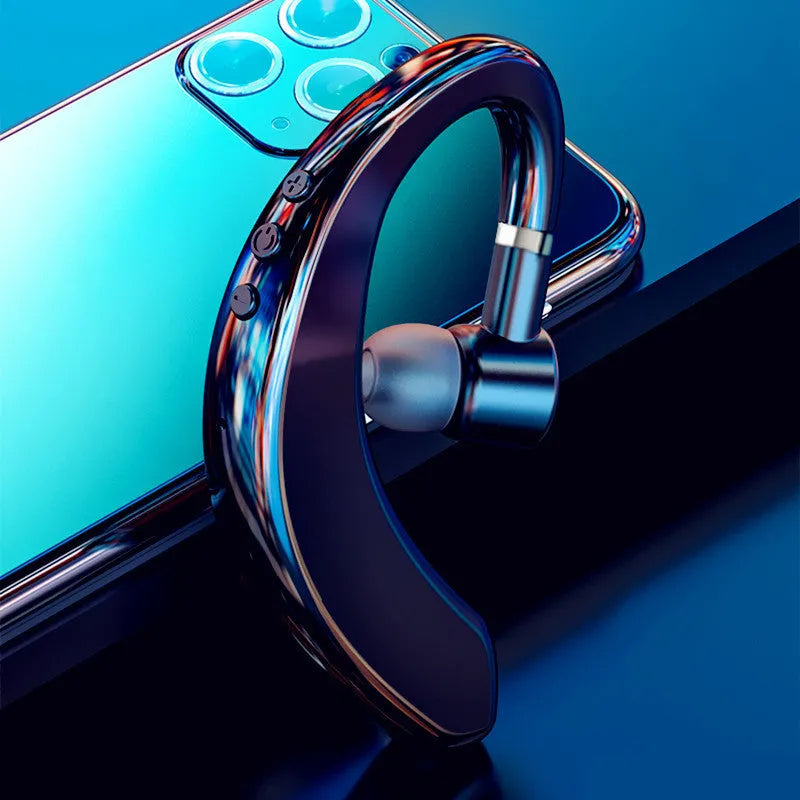 A single black or blue wireless in-ear Bluetooth headset with a microphone, shown on its own.