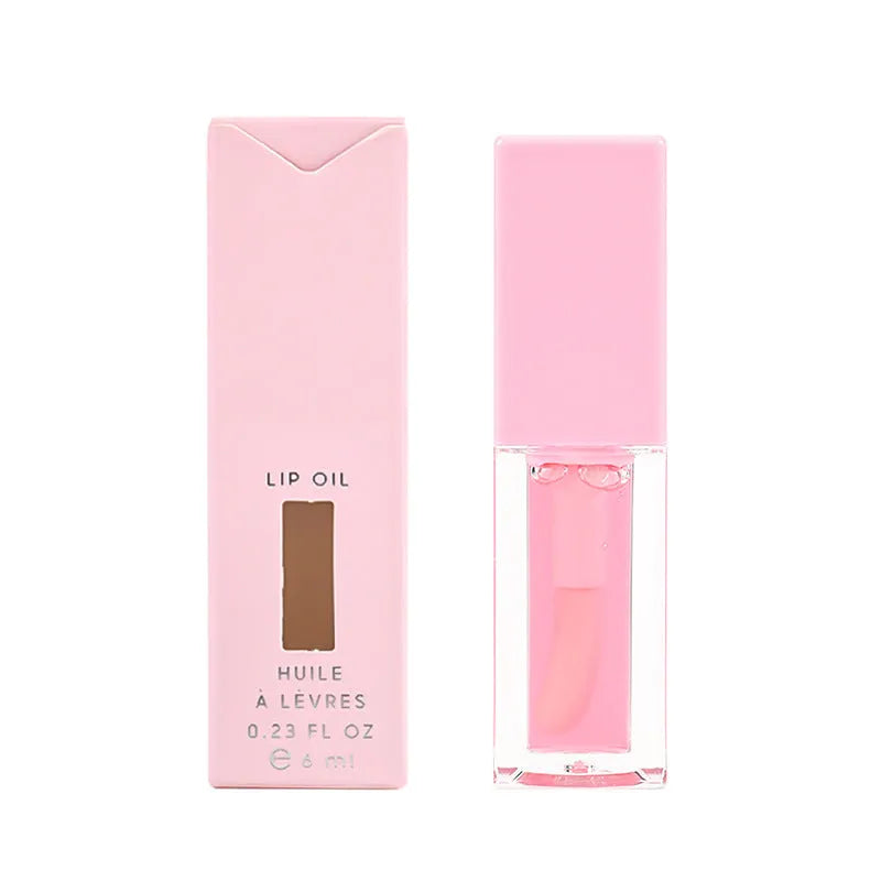 Set of six transparent lip gloss tubes in shades Bird of Paradise, Cherry, Coral, Mango, Strawberry, Watermelon