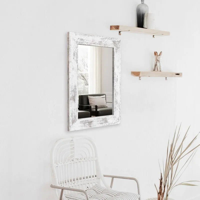 Wall-mounted pastoral style bathroom mirror with retro Chinese design