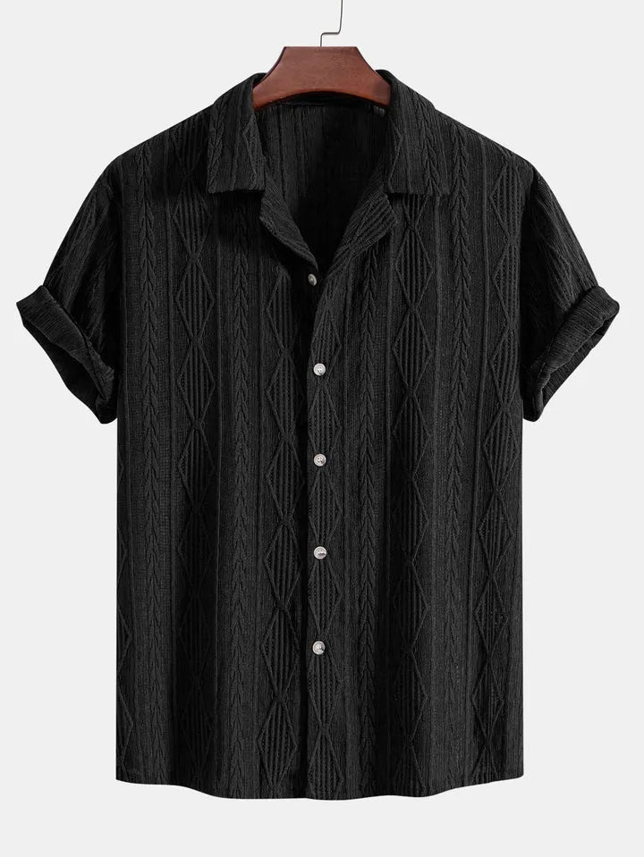 Men's loose fit short sleeve cardigan in solid colour for summer leisure