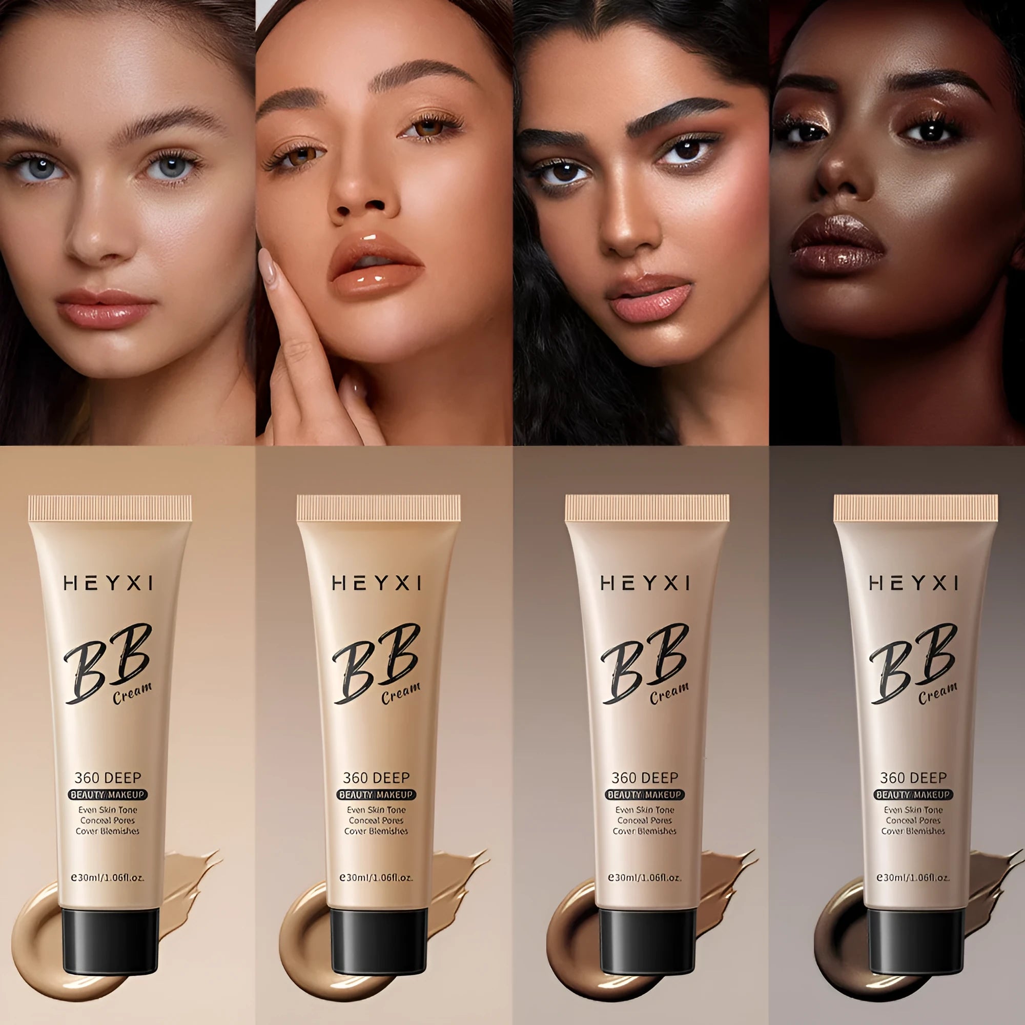 Waterproof BB cream in four colour shades 01 02 03 04 for all skin types