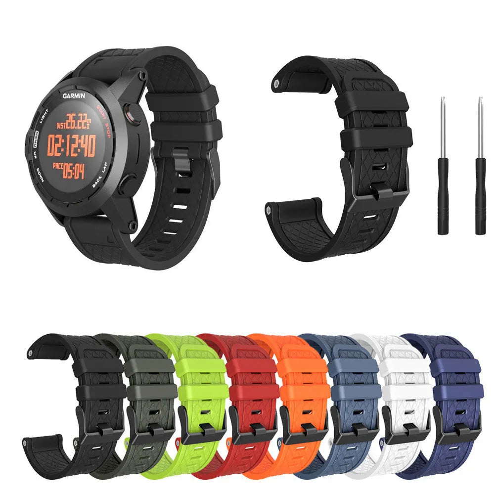 Jiaming 26mm silicone watch strap with stainless steel buckle in multiple colour options