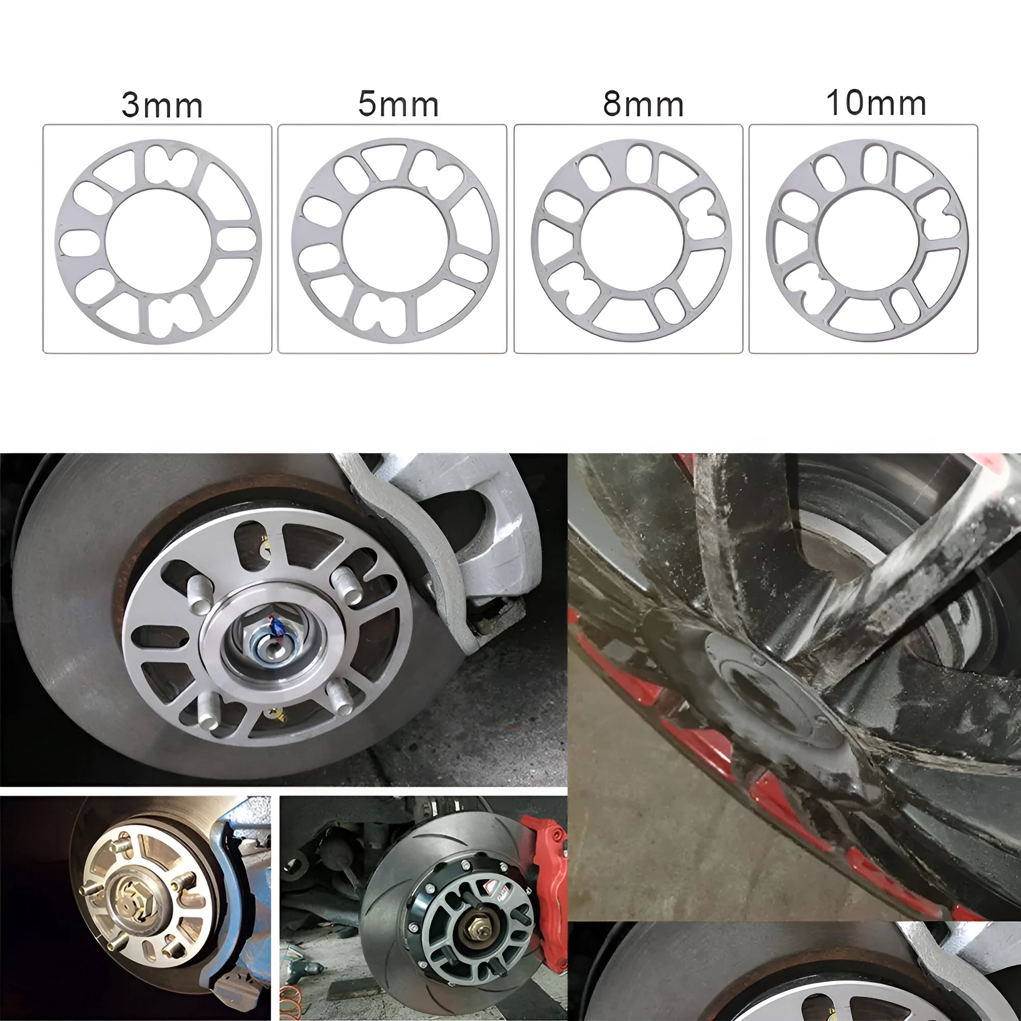 Aluminium hubcentric wheel spacer gasket for car brake caliper clearance
