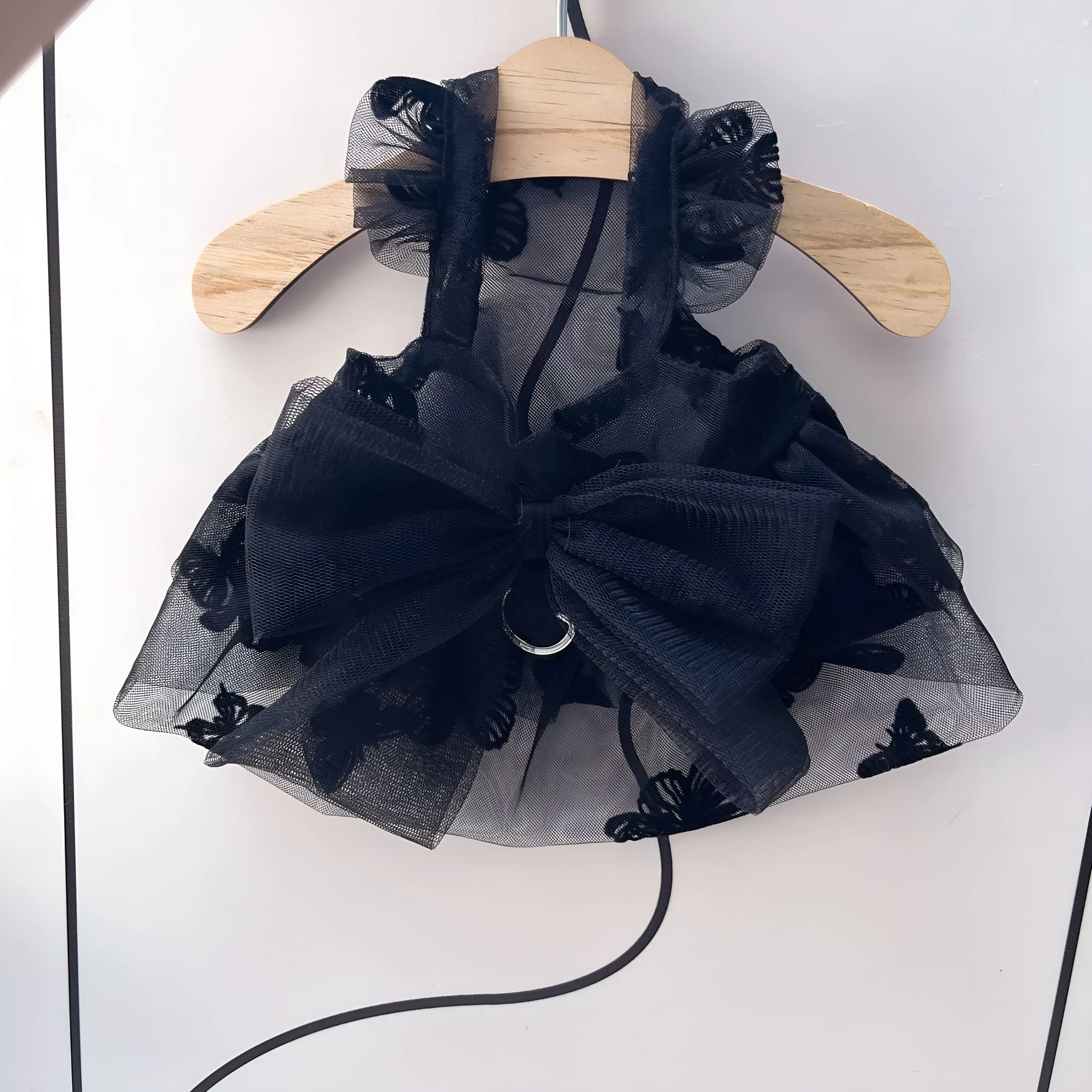 Black gauze princess tulle skirt for small dogs and cats with elastic chest