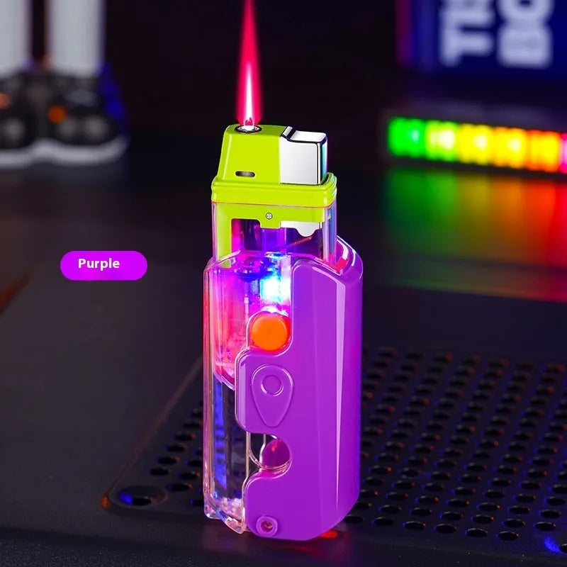 Colourful luminous radish design wind-resistant lighter in green, orange, or purple.