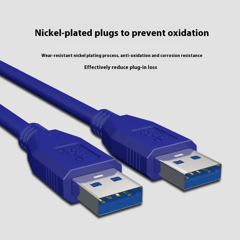USB 3.0 male-to-male data cable with nickel-plated connectors for external hard drives