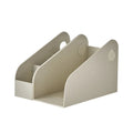 Plastic desktop storage box organiser with two grid compartments in ivory white colour
