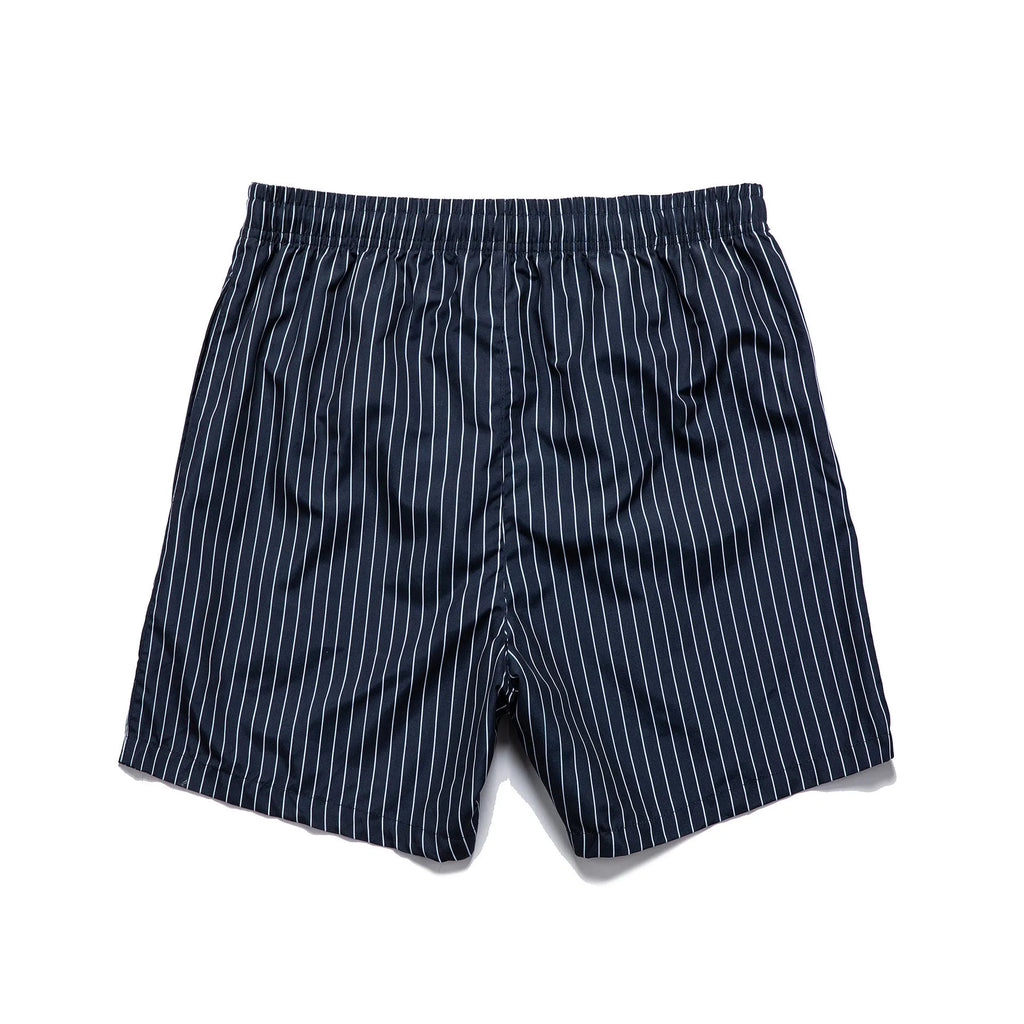 Men's striped beach shorts with straight legs and triangle lining in polyester fibre blend fabric