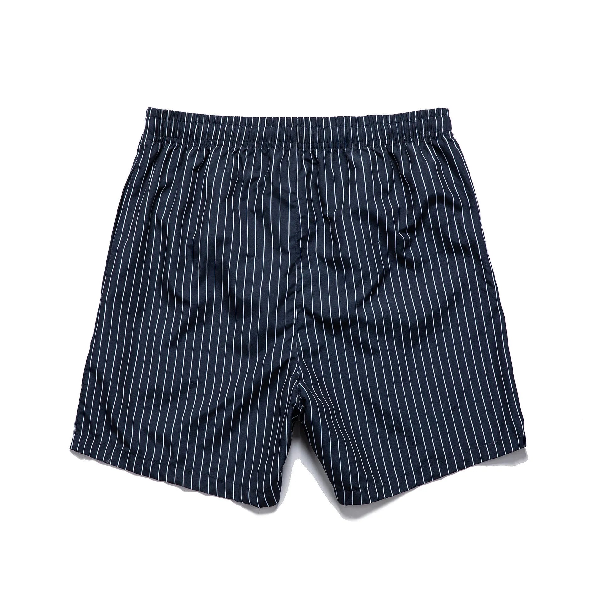 Men's striped beach shorts with straight legs and triangle lining in polyester fibre blend fabric