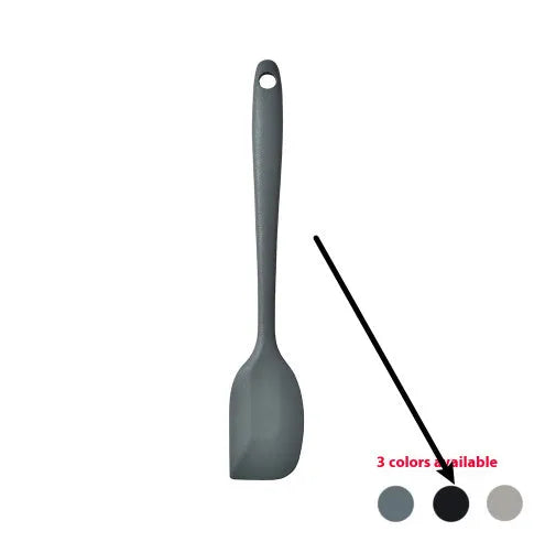 Silicone kitchen utensil set with 12 pieces including spatula, turner, ladel, and food clip in rotating storage bucket
