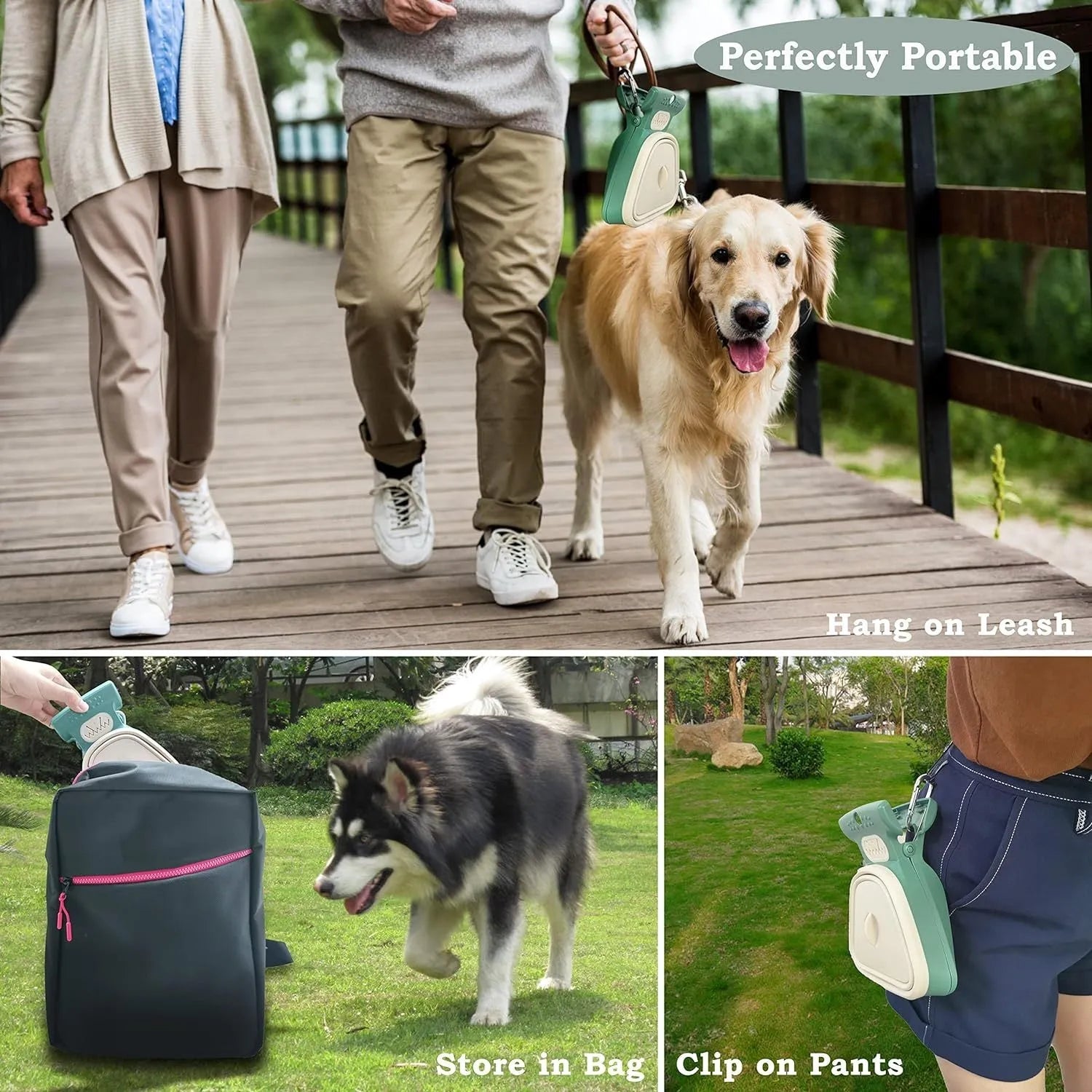 Portable pooper scooper with expandable waste compartment and carabiner clip attachment