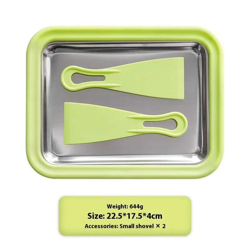 Children's hand-operated DIY fried ice and yogurt machine in green colour with aluminium construction