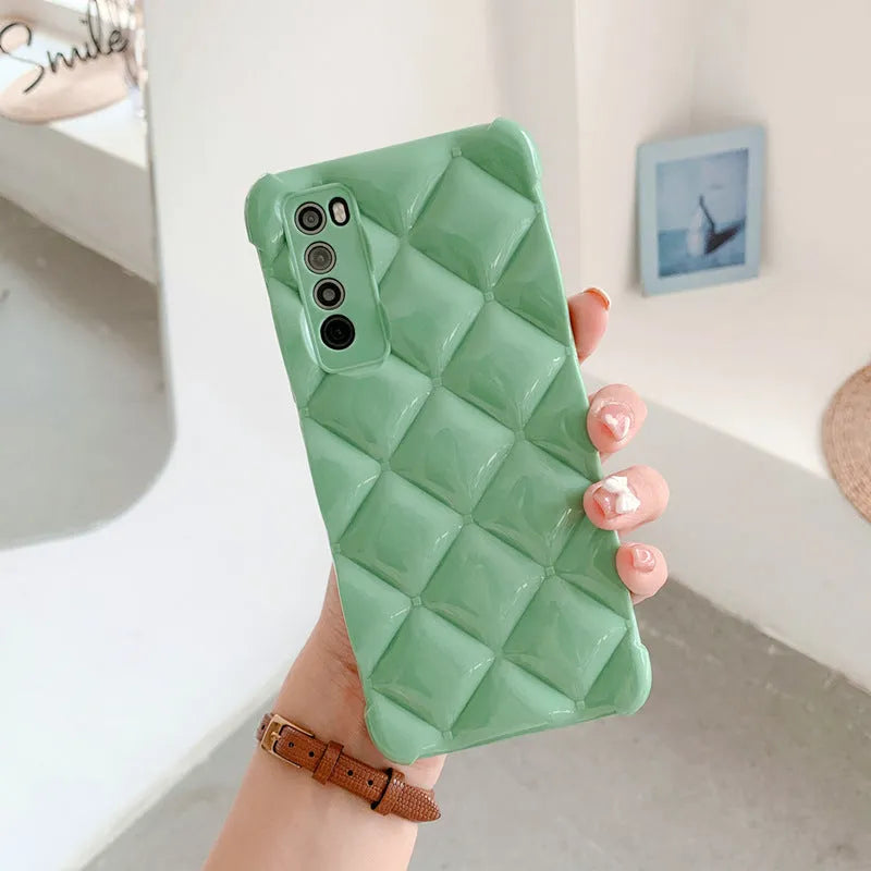 Silicone Huawei smartphone case in solid colours showing back cover design for P30 P40 Mate40 Nova series phones