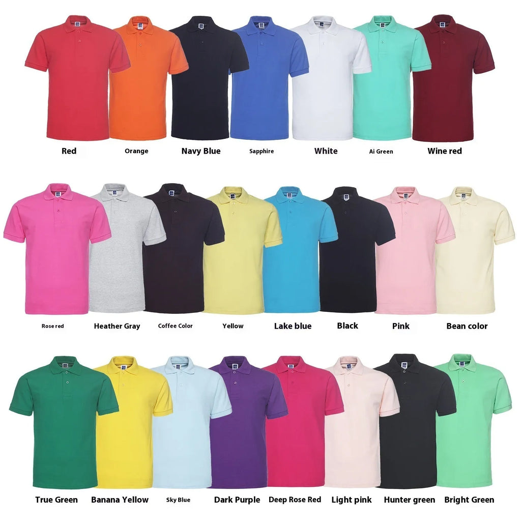 Loose fit short sleeve polo shirt with lapel collar in solid colour options