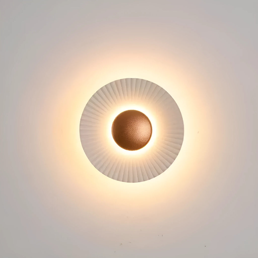 Round aluminium wall lamp with LED light source in multiple colour combinations for bedroom or living room