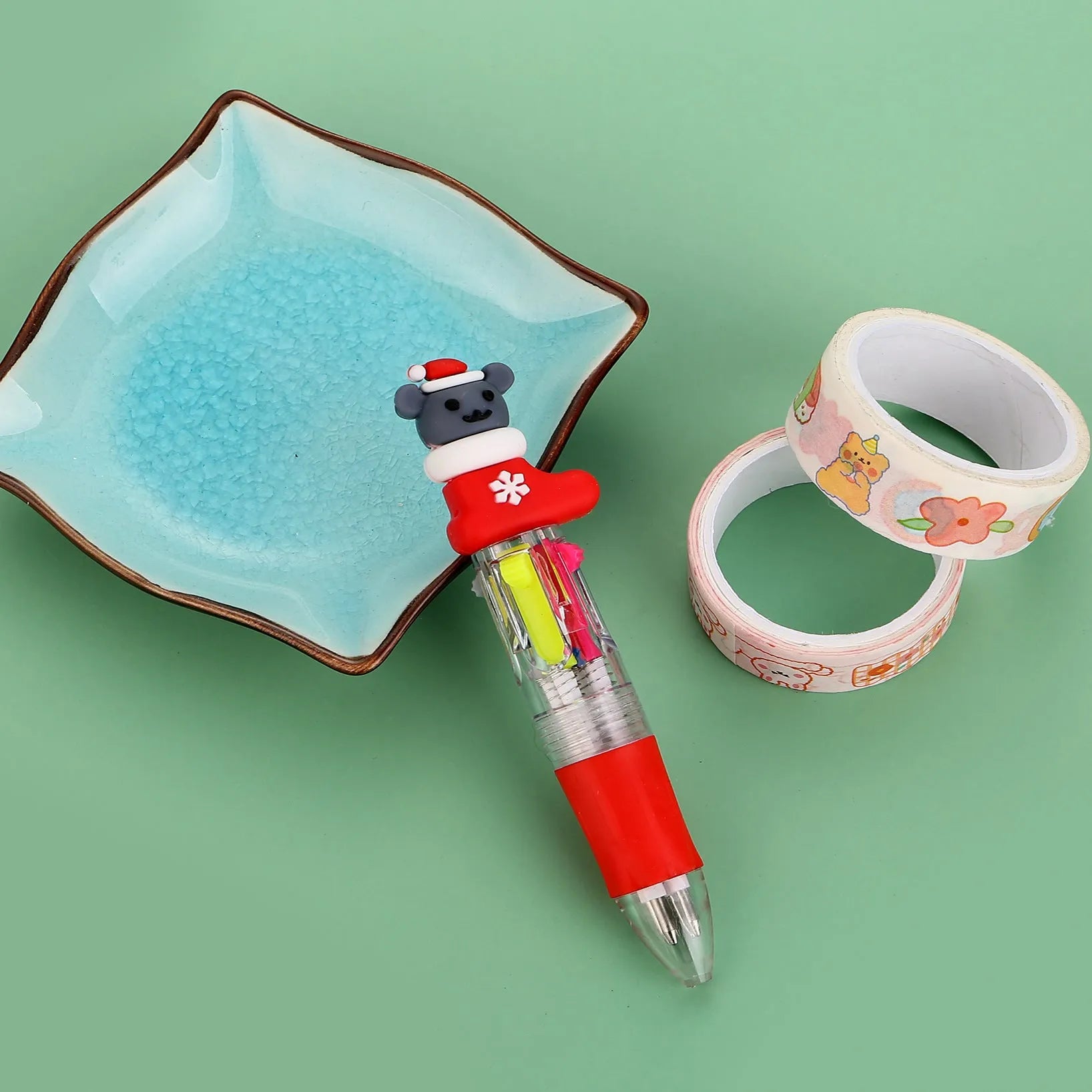 Christmas mini four-colour ballpoint pen with press mechanism and festive designs